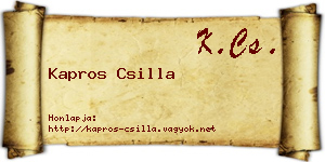 Kapros Csilla névjegykártya